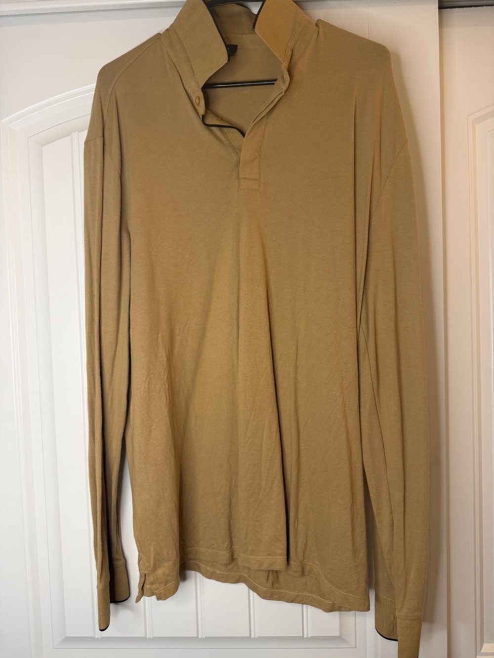 Express Men's Long-Sleeve Polo in Tan